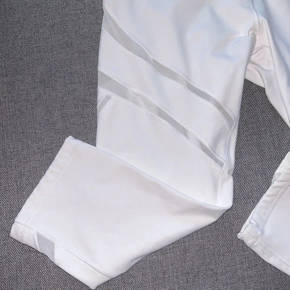 LULULEMON Wunder Under HR Crop 21” Mesh White Size 12 - Picture 4 of 10